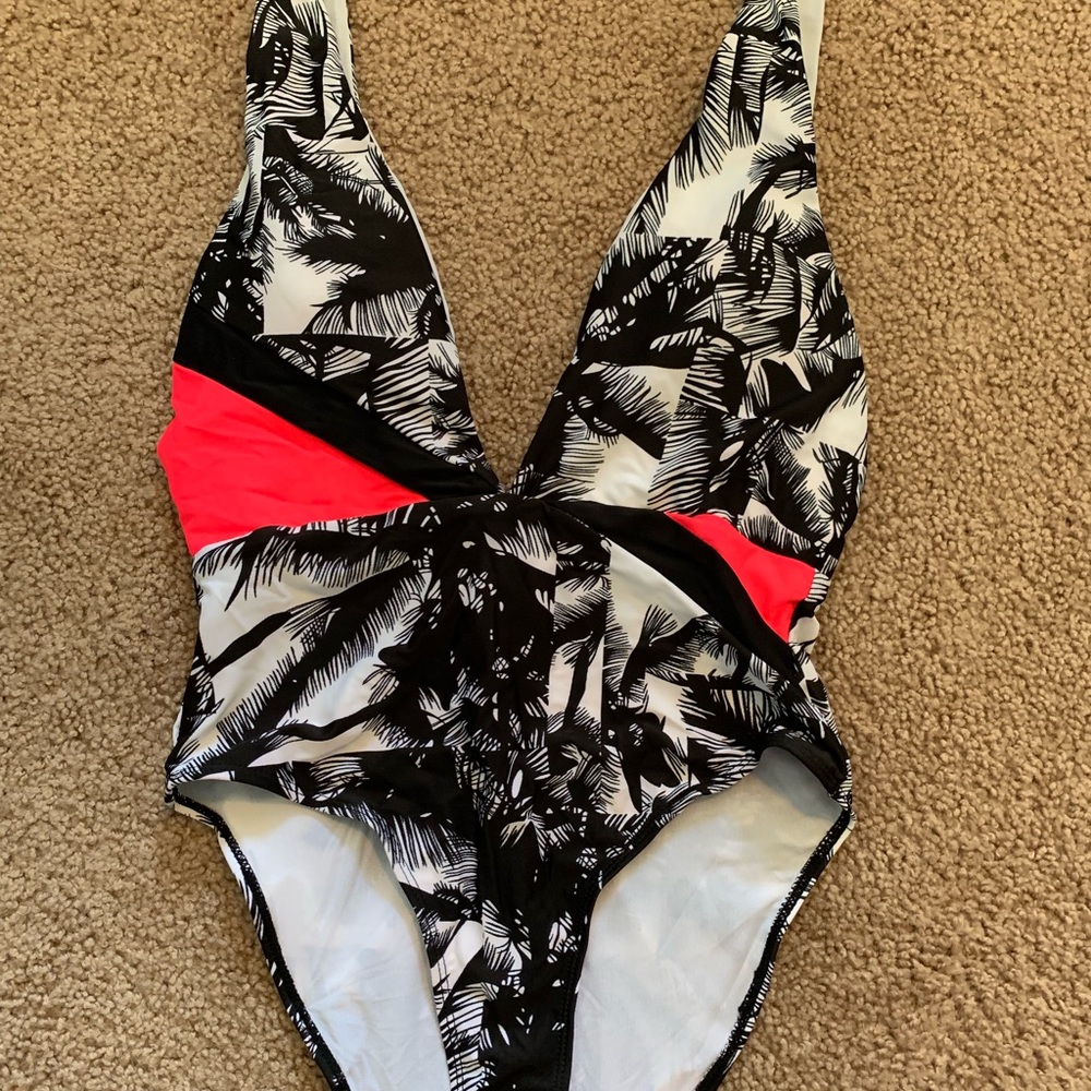 Fabletics XS Plunge Palm Tree One Piece